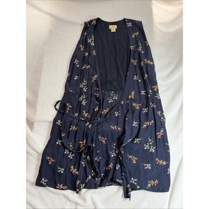 Limited America Women's L Cardigan 90s Vintage Knit Tie Front Sheer Boho Hippie